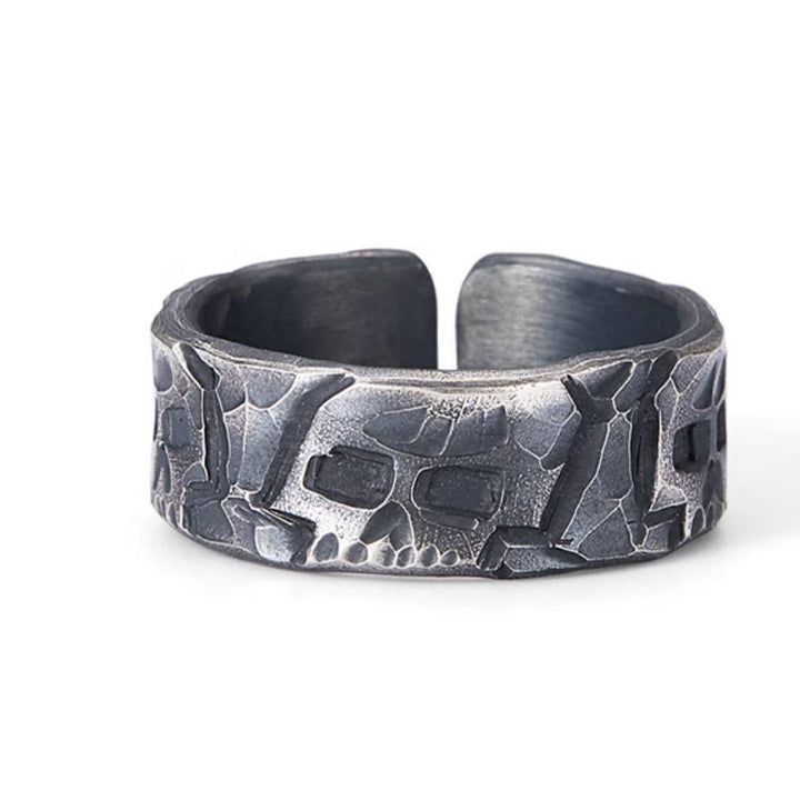 Buddha Stones 999 Sterling Silver Skeleton Pattern Handmade Blessing Ring - image 10