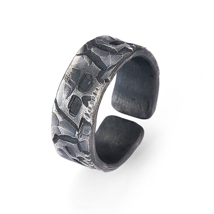 Buddha Stones 999 Sterling Silver Skeleton Pattern Handmade Blessing Ring - image 11