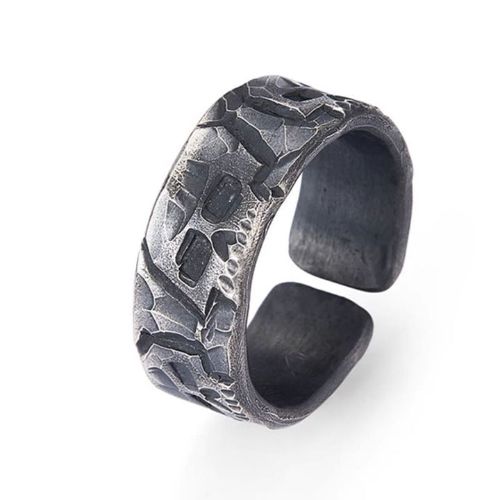 Buddha Stones 999 Sterling Silver Skeleton Pattern Handmade Blessing Ring - image 2