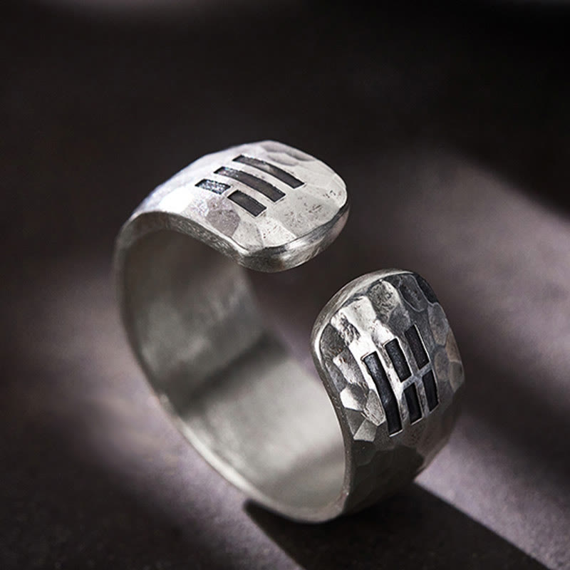 Buddha Stones Handmade 999 Sterling Silver Yin Yang Bagua Symbol Harmony Adjustable Ring - image 1
