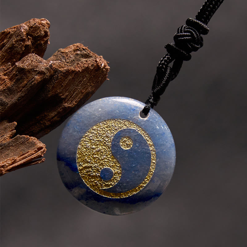 Buddha Stones Various Crystal Amethyst Tiger Eye Green Aventurine Yin Yang Spiritual Necklace Pendant - Blue Aventurine - image 68