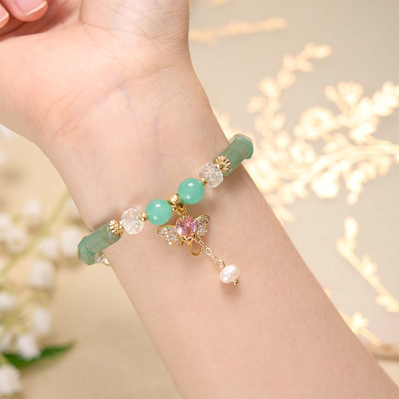 Buddha Stones Amethyst Green Aventurine Strawberry Quartz Positive Elephant Charm Bracelet - image 17