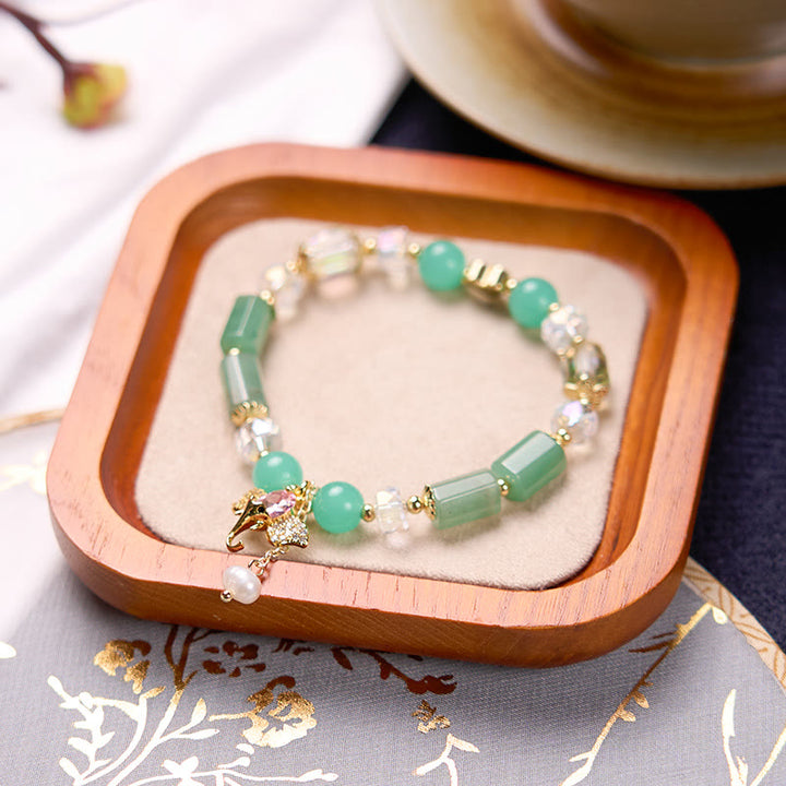 Buddha Stones Amethyst Green Aventurine Strawberry Quartz Positive Elephant Charm Bracelet - image 20