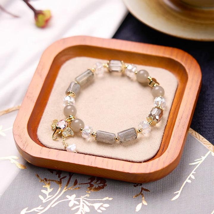 Buddha Stones Amethyst Green Aventurine Strawberry Quartz Positive Elephant Charm Bracelet - image 26