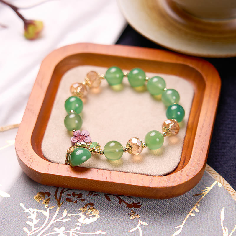 Buddha Stones Natural Red Agate Green Agate Gourd Cinnabar Flower Beads Confidence Bracelet - image 3