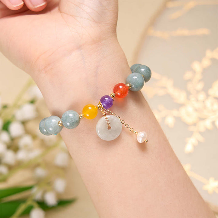 Buddha Stones Jade Red Agate Peace Buckle Charm Confidence Bracelet - image 14