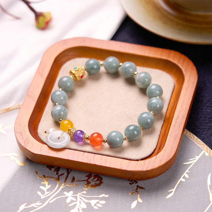 Buddha Stones Jade Red Agate Peace Buckle Charm Confidence Bracelet - image 13