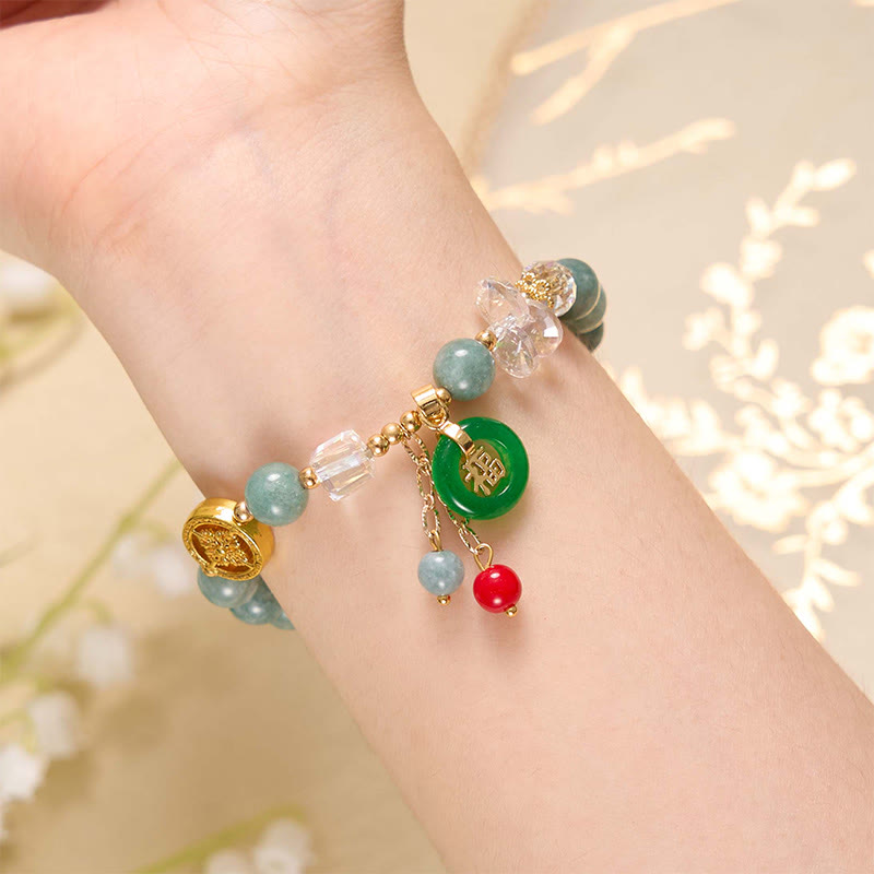 Buddha Stones Strawberry Quartz Jade Fu Character Charm Healing Bracelet - image 14