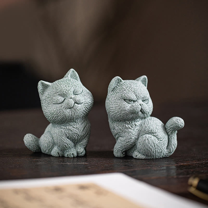 Buddha Stones Small Cat Home Tea Pet Figurine Desk Decoration - image 12