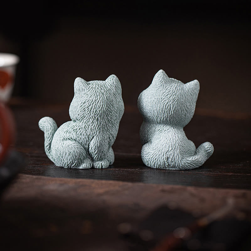 Buddha Stones Small Cat Home Tea Pet Figurine Desk Decoration - image 11