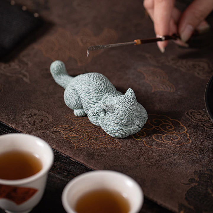 Buddha Stones Small Cat Home Tea Pet Figurine Desk Decoration - image 8