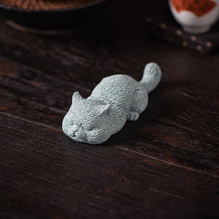 Buddha Stones Small Cat Home Tea Pet Figurine Desk Decoration - image 9