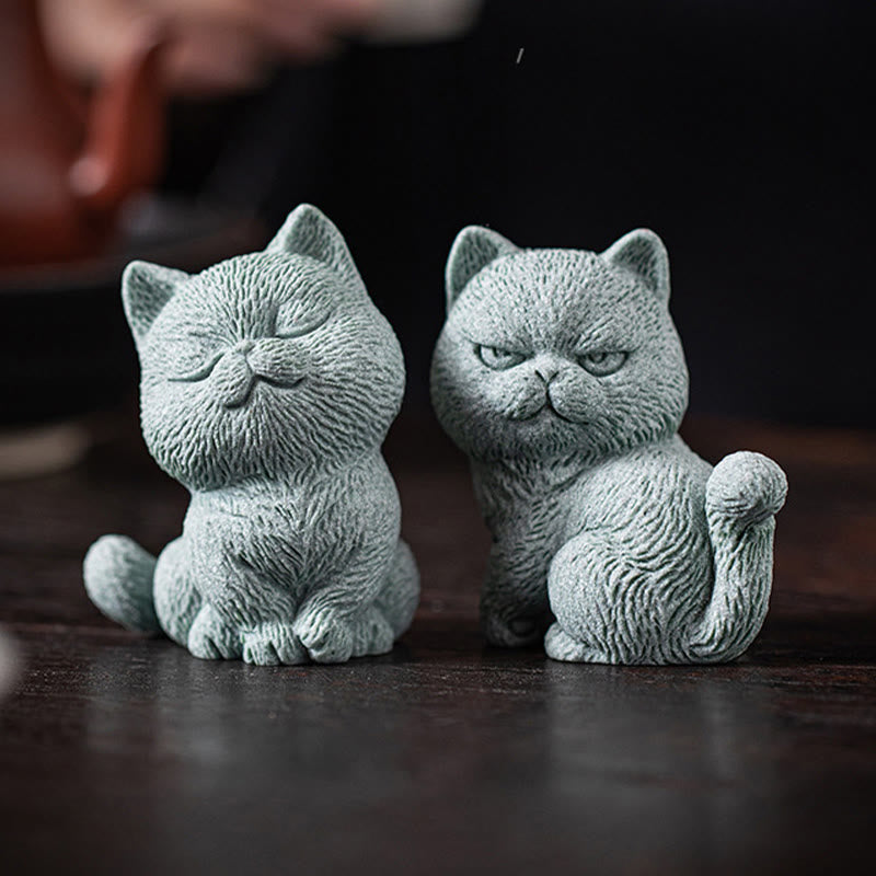 Buddha Stones Small Cat Home Tea Pet Figurine Desk Decoration - image 18