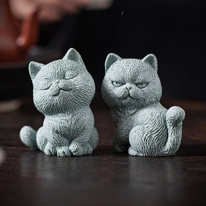 Buddha Stones Small Cat Home Tea Pet Figurine Desk Decoration - image 18