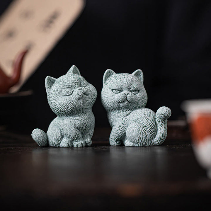 Buddha Stones Small Cat Home Tea Pet Figurine Desk Decoration - image 16