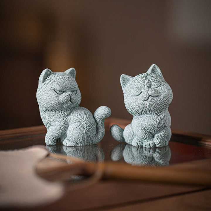 Buddha Stones Small Cat Home Tea Pet Figurine Desk Decoration - image 19