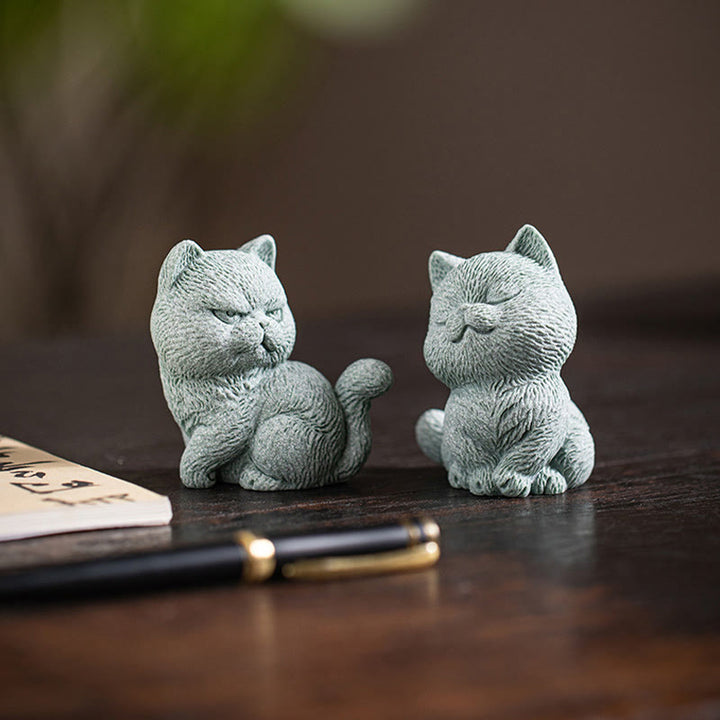 Buddha Stones Small Cat Home Tea Pet Figurine Desk Decoration - image 13