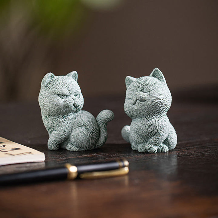Buddha Stones Small Cat Home Tea Pet Figurine Desk Decoration - image 17