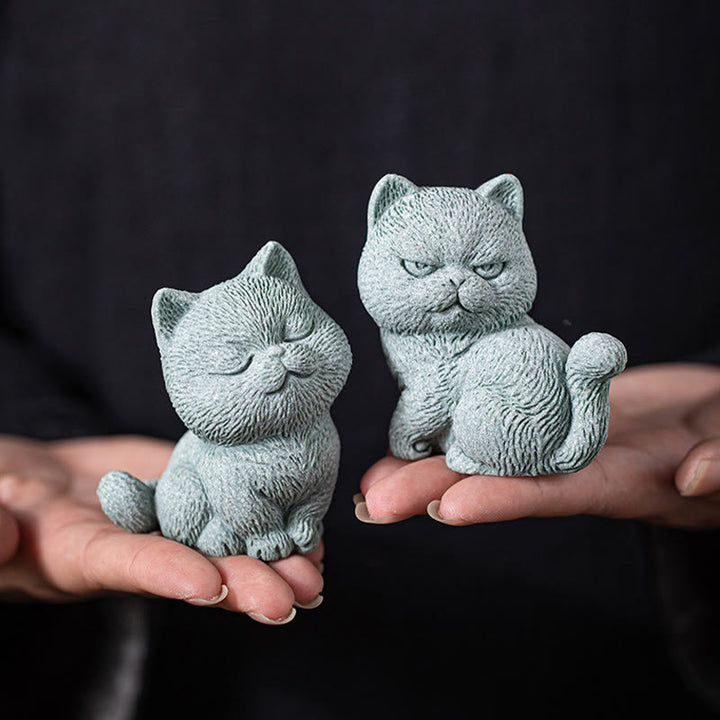 Buddha Stones Small Cat Home Tea Pet Figurine Desk Decoration - image 10