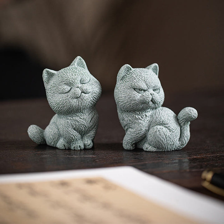 Buddha Stones Small Cat Home Tea Pet Figurine Desk Decoration - image 15