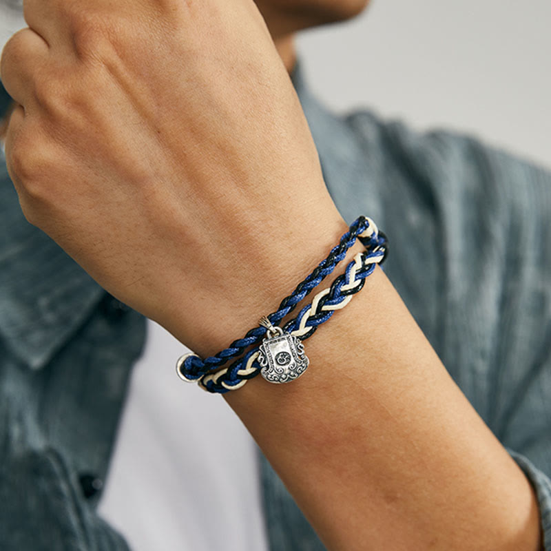 Buddha Stones 925 Sterling Silver Om Mani Padme Hum Swastika Handmade Protection Bracelet - image 4