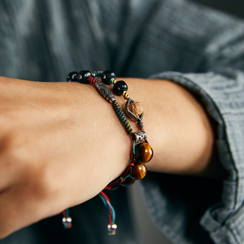 Buddha Stones 925 Sterling Silver Tiger's Eye Bodhi Seed Handmade Courage Bracelet - image 8