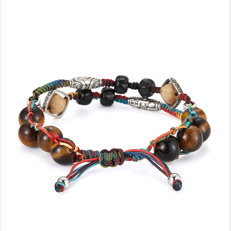 Buddha Stones 925 Sterling Silver Tiger's Eye Bodhi Seed Handmade Courage Bracelet - image 3