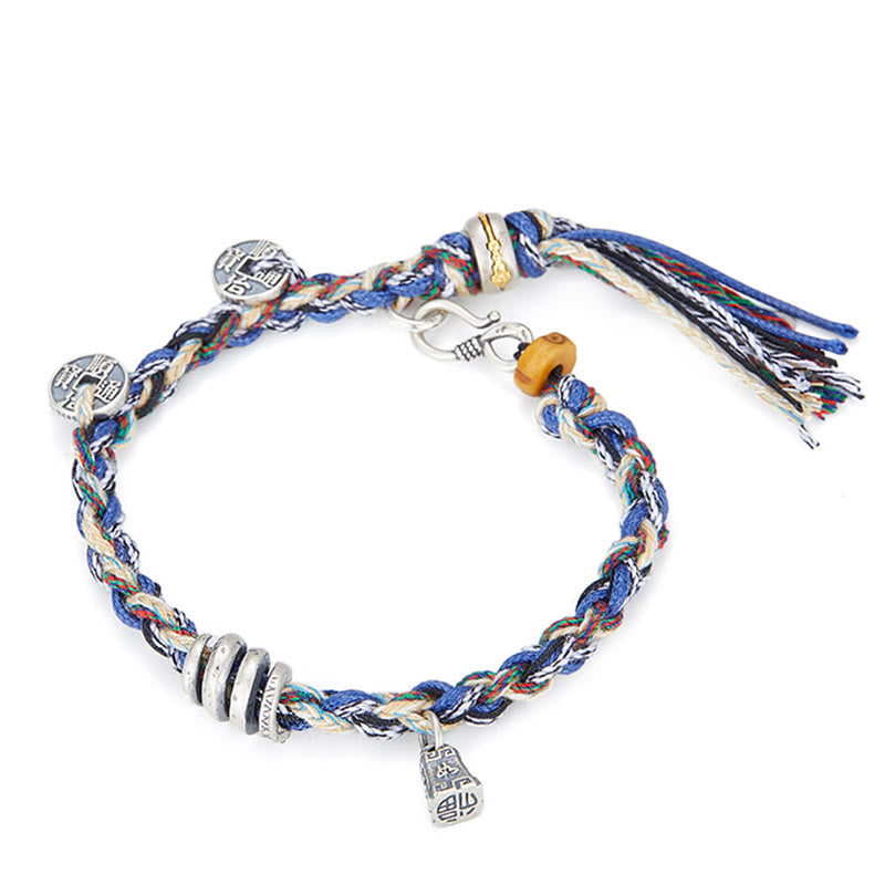 Buddha Stones 925 Sterling Silver Coins Scales Charm Handmade Blessing Bracelet - image 2