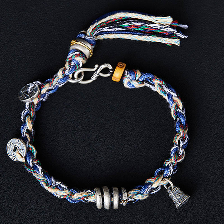 Buddha Stones 925 Sterling Silver Coins Scales Charm Handmade Blessing Bracelet - image 1