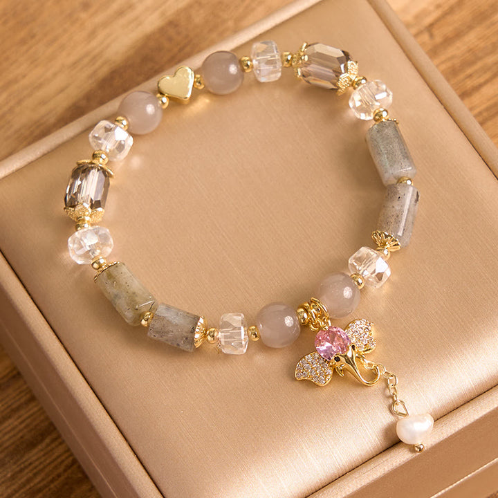 Buddha Stones Amethyst Green Aventurine Strawberry Quartz Positive Elephant Charm Bracelet - image 25