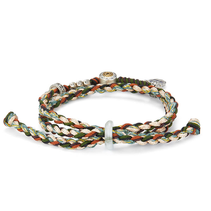 Buddha Stones 925 Sterling Silver Swastika Wheat Pattern Handmade Luck Bracelet - image 3