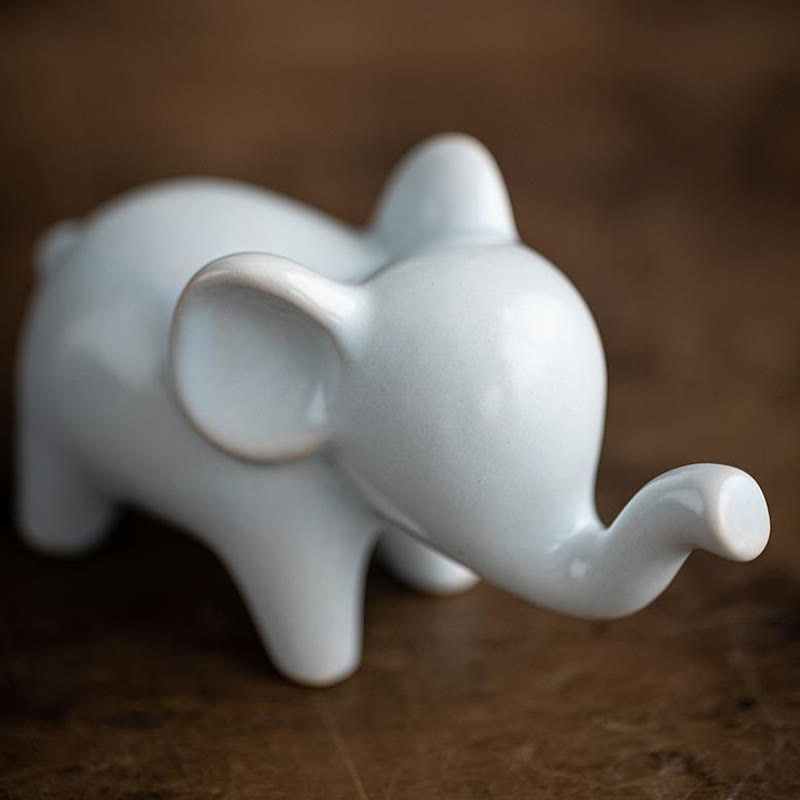 Buddha Stones Small Ceramic Elephant Home Tea Pet Figurine Desk Decoration - image 4