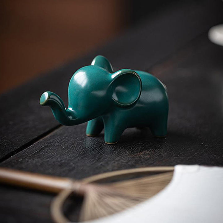 Buddha Stones Small Ceramic Elephant Home Tea Pet Figurine Desk Decoration - image 16