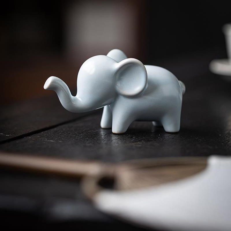 Buddha Stones Small Ceramic Elephant Home Tea Pet Figurine Desk Decoration - image 8
