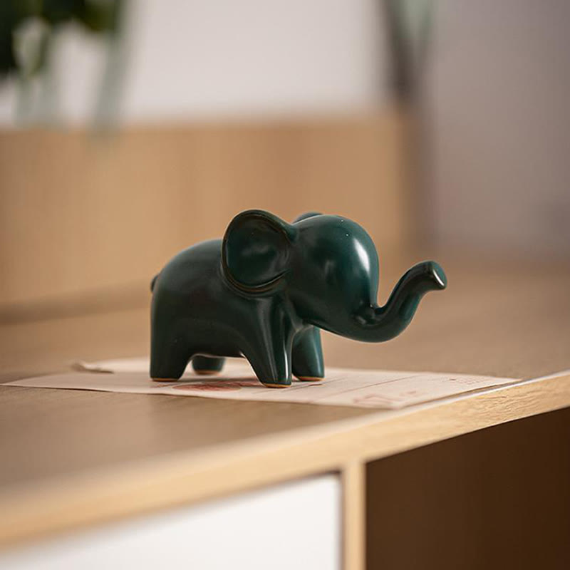 Buddha Stones Small Ceramic Elephant Home Tea Pet Figurine Desk Decoration - image 17