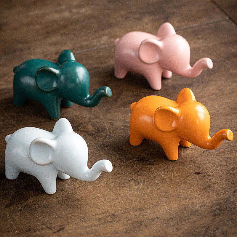 Buddha Stones Small Ceramic Elephant Home Tea Pet Figurine Desk Decoration - image 1