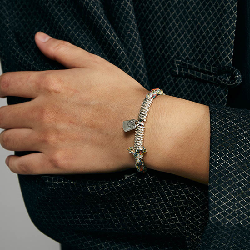Buddha Stones 925 Sterling Silver Handmade Protection Multiple Strands Bracelet - image 8