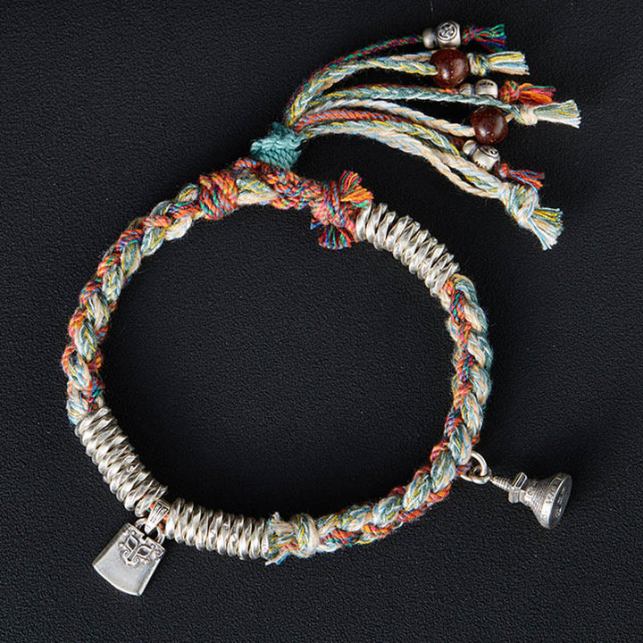 Buddha Stones 925 Sterling Silver Handmade Protection Multiple Strands Bracelet - image 1