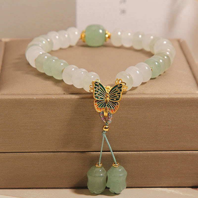Buddha Stones Natural Tianshan Jade Abacus Beads Butterfly Prosperity Bracelet - Jade(Wrist Circumference: 14-16cm) - image 0