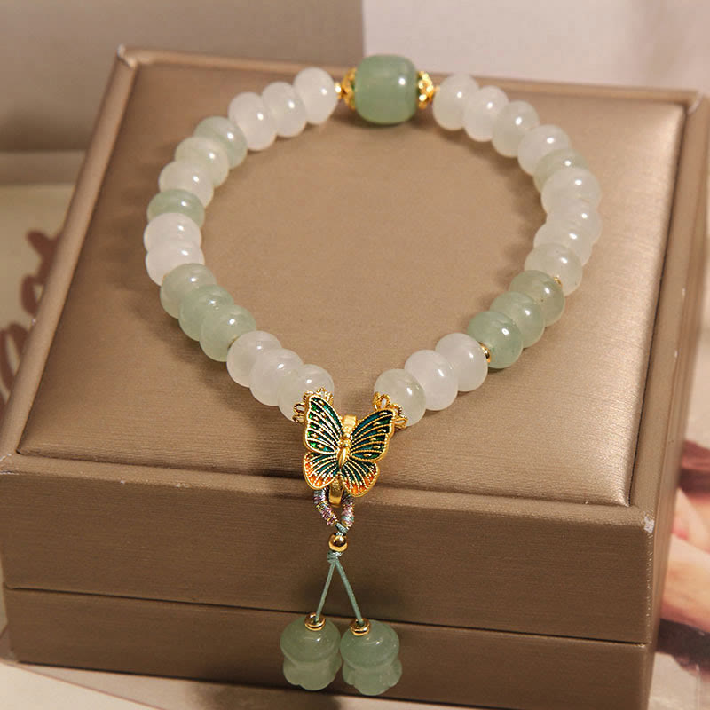 Buddha Stones Natural Tianshan Jade Abacus Beads Butterfly Prosperity Bracelet - image 1