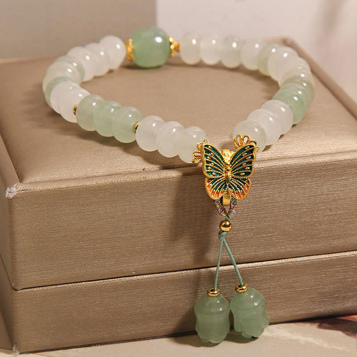 Buddha Stones Natural Tianshan Jade Abacus Beads Butterfly Prosperity Bracelet - image 2