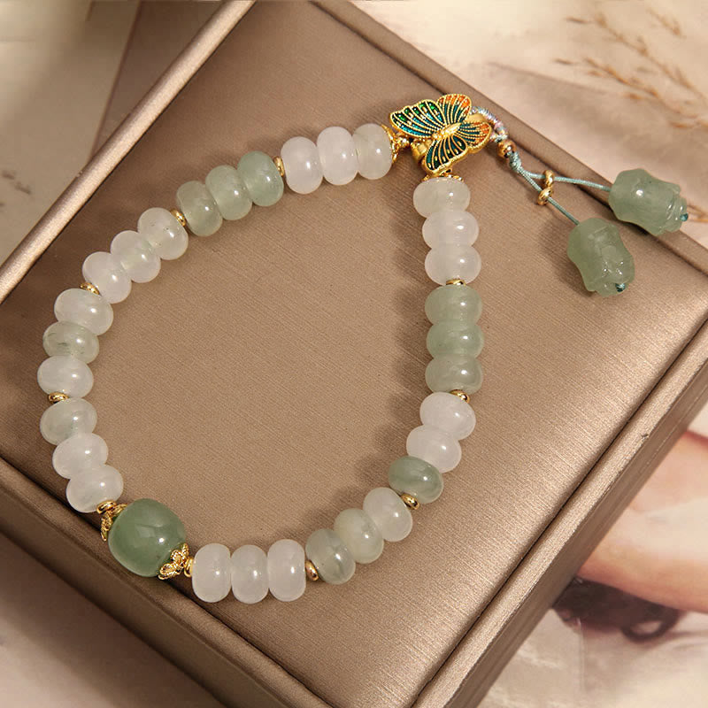 Buddha Stones Natural Tianshan Jade Abacus Beads Butterfly Prosperity Bracelet - image 4