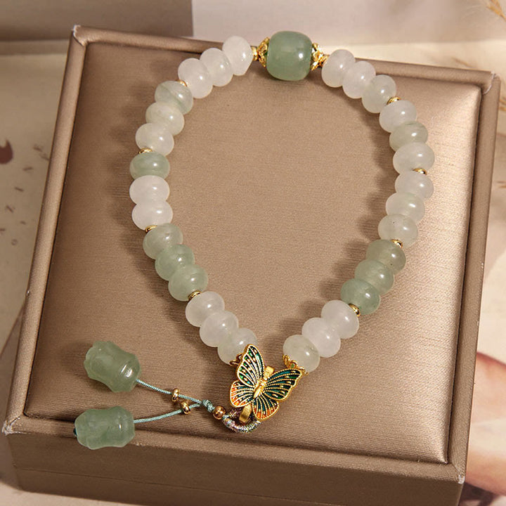 Buddha Stones Natural Tianshan Jade Abacus Beads Butterfly Prosperity Bracelet - image 7