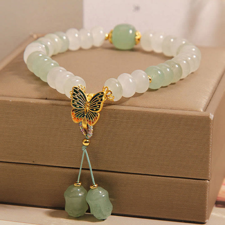Buddha Stones Natural Tianshan Jade Abacus Beads Butterfly Prosperity Bracelet - image 3