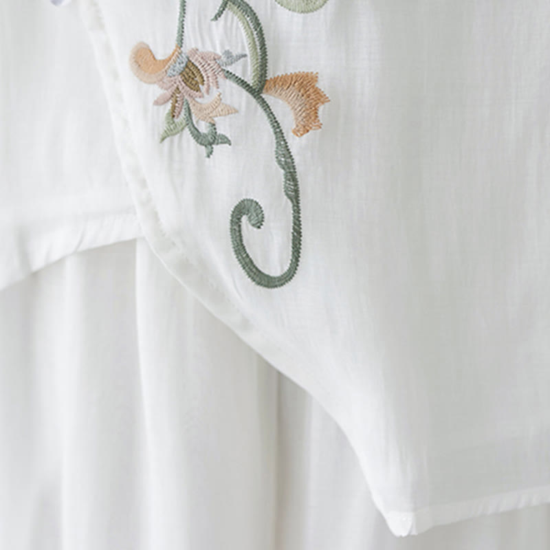 Buddha Stones 2Pcs Flower Embroidery Short Sleeve Tee T-shirt Wide Leg Pants Set - image 19