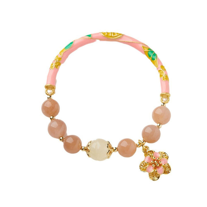 Buddha Stones Natural Sun Stone Golden Silk Jade Flower Charm Wealth Bracelet Bangle - image 7