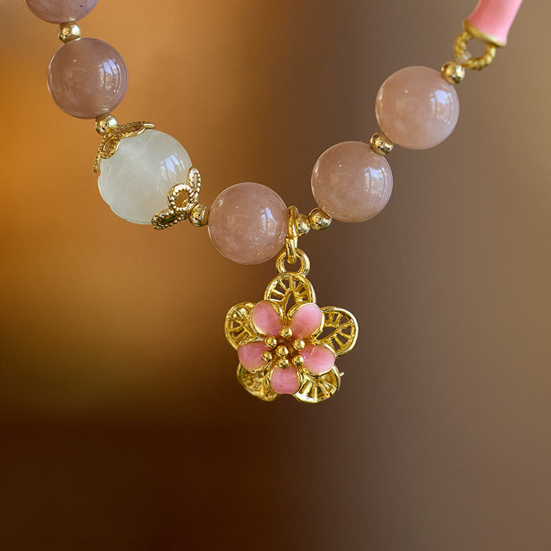 Buddha Stones Natural Sun Stone Golden Silk Jade Flower Charm Wealth Bracelet Bangle - image 2