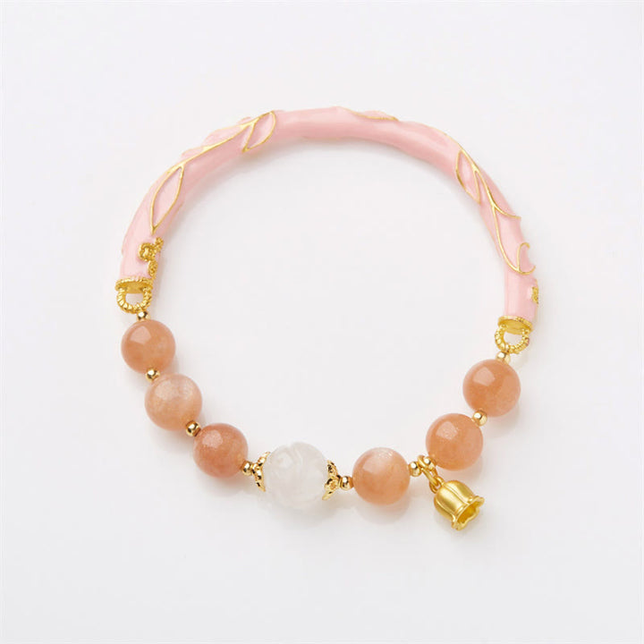 Buddha Stones Sun Stone Golden Silk Jade Lily of the Valley Charm Positive Bracelet Bangle - image 8