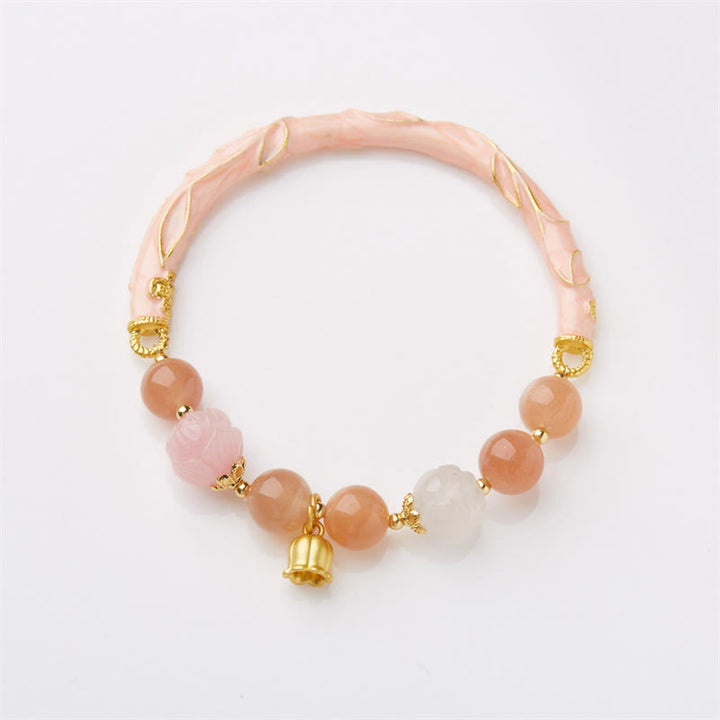 Buddha Stones Sun Stone Golden Silk Jade Lily of the Valley Charm Positive Bracelet Bangle - image 15