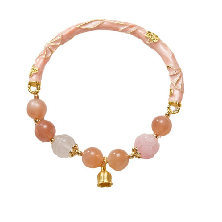 Buddha Stones Sun Stone Golden Silk Jade Lily of the Valley Charm Positive Bracelet Bangle - image 16